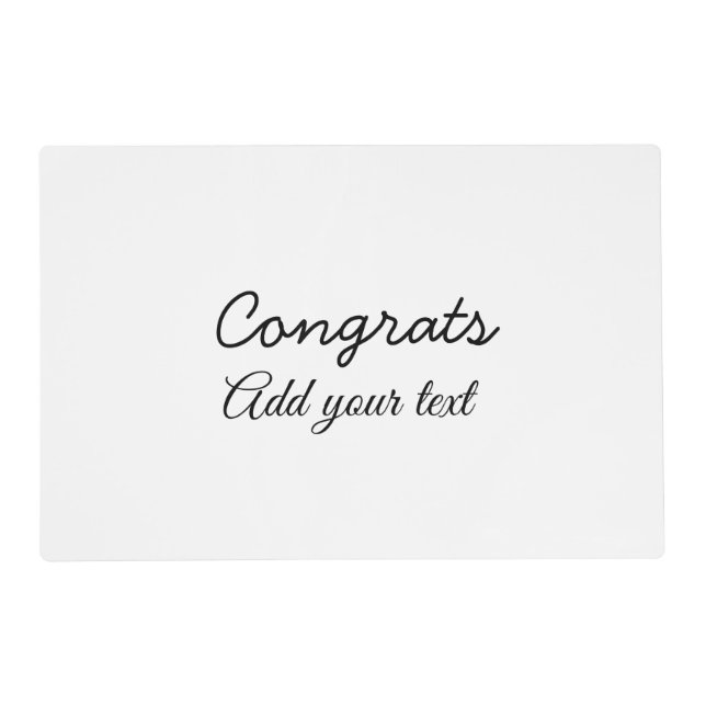 Simple minimal congratulations graduation add your placemat (Front)