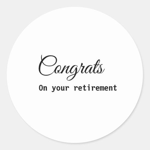 Simple minimal congratulations retirement add name classic round sticker