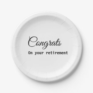 Simple minimal congratulations retirement add name paper plates