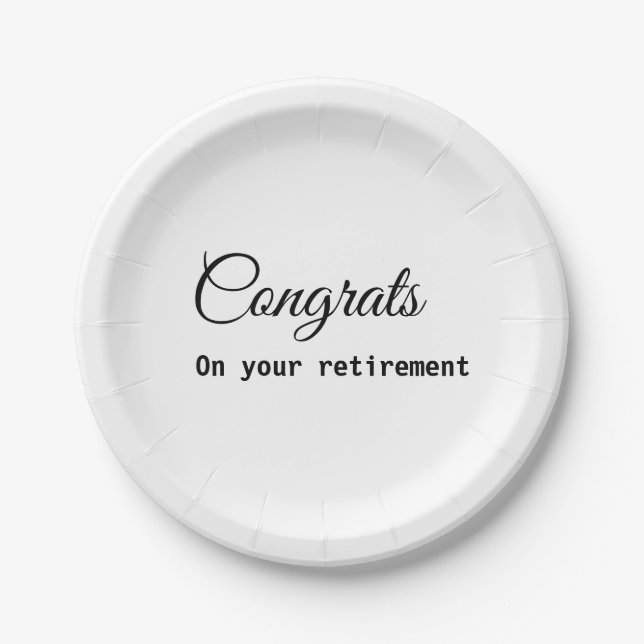 Simple minimal congratulations retirement add name paper plates (Front)