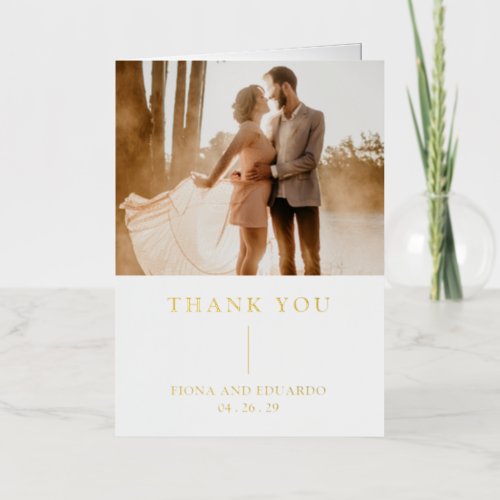 Simple Minimal Contemporary Photo Modern Wedding Foil Greeting Card