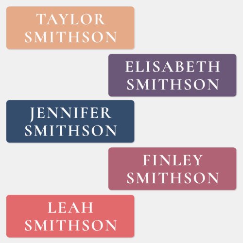  Simple Minimal Coral Navy Blue Custom Name School Labels