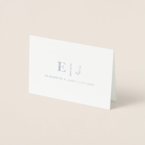 Simple Minimal Couple Initials Monogram  Foil Card