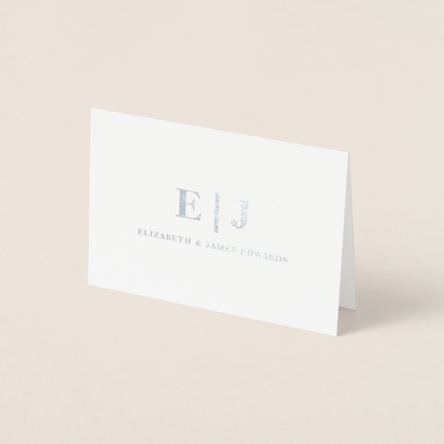 Simple Minimal Couple Initials Monogram  Foil Card (Front)
