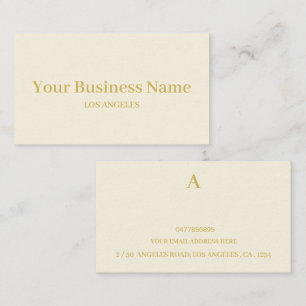 Simple Minimal Cream Gold Color Professional Business Card
