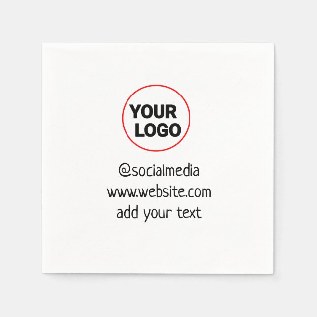 simple minimal custom add your logo address websit napkins (Front)