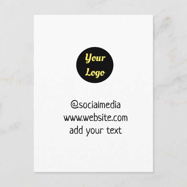 simple minimal custom add your logo address websit postcard (Front)