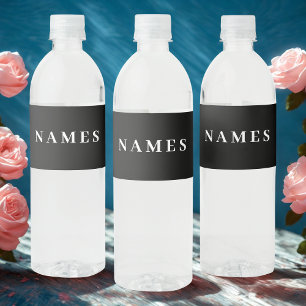 Simple Minimal Custom Add Your Name Elegant Black Water Bottle Label