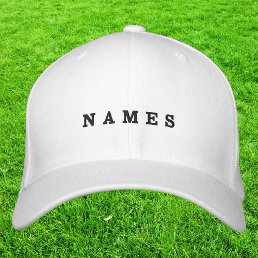 Simple Minimal Custom Add Your Name Elegant White Embroidered Baseball Cap
