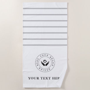 Simple Minimal Custom Company Logo &Text Beach Towel