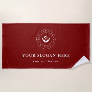 Simple Minimal Custom Company Logo &Text Beach Towel