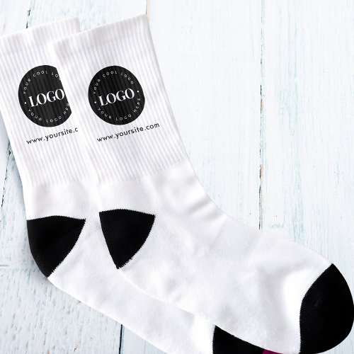 Simple Minimal Custom Logo  Text Business Company Socks