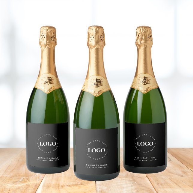 Simple Minimal Custom Logo & Text Business Company Sparkling Wine Label (Creator Uploaded)