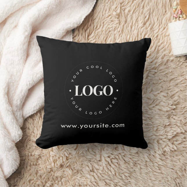 Simple Minimal Custom Logo & Text Business Company Throw Pillow (Blanket)