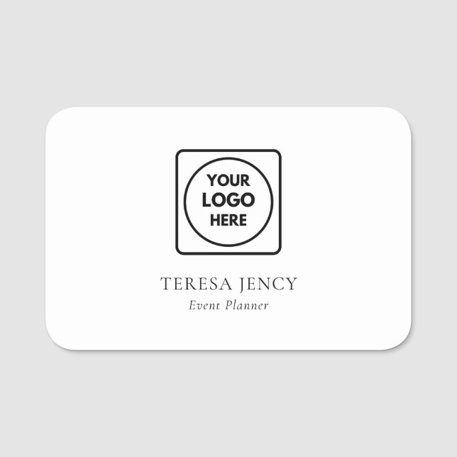 Simple Minimal Custom Promo Logo Planner Name Tag (Front)