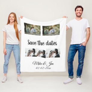 simple minimal custom save the date photo add name fleece blanket