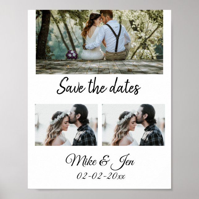 simple minimal custom save the date photo add name poster (Front)