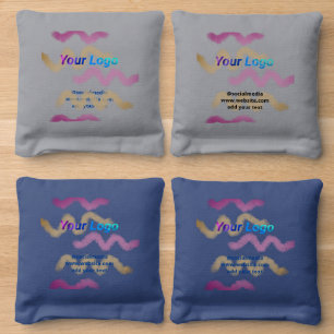 simple minimal custom watercolor add logo website cornhole bags