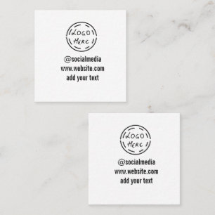 simple minimal custom watercolor add logo website  square business card