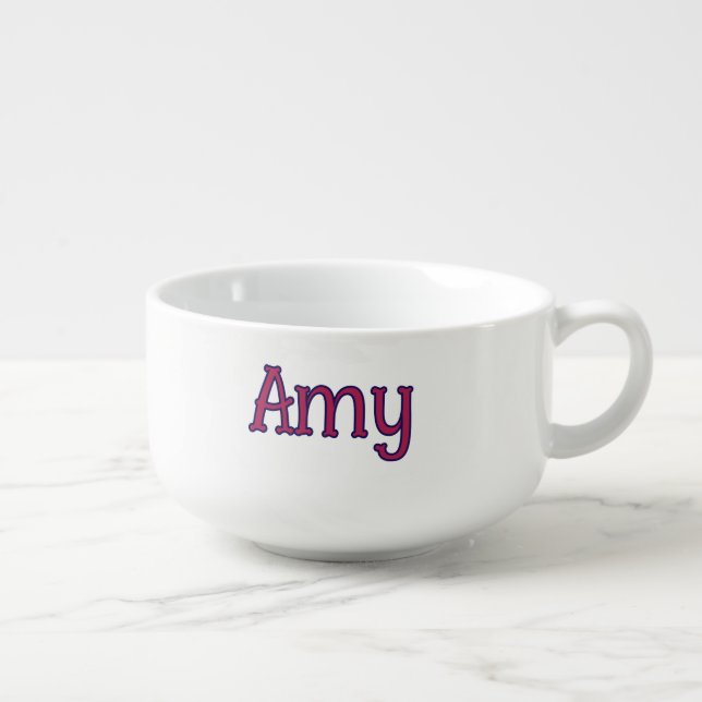 simple minimal customized name monogram classic    soup mug (Left)