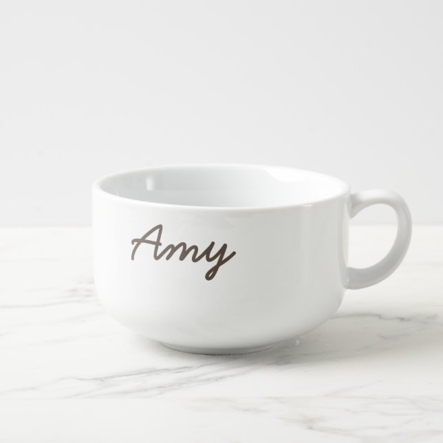 simple minimal customized name monogram classic    soup mug (Left)