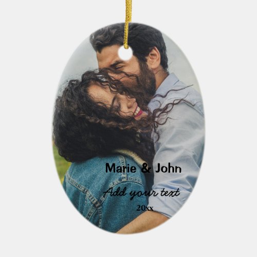 simple minimal customized name monogram couple nam ceramic ornament