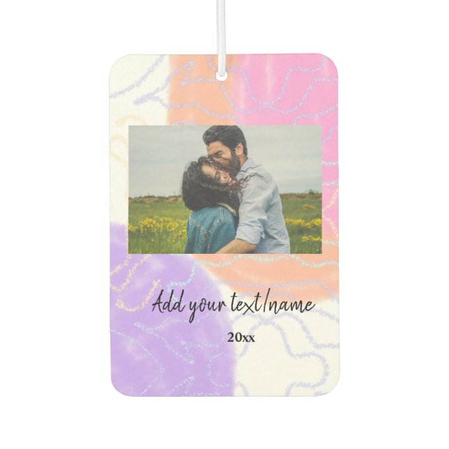simple minimal customized name monogram couple  th air freshener (Front)