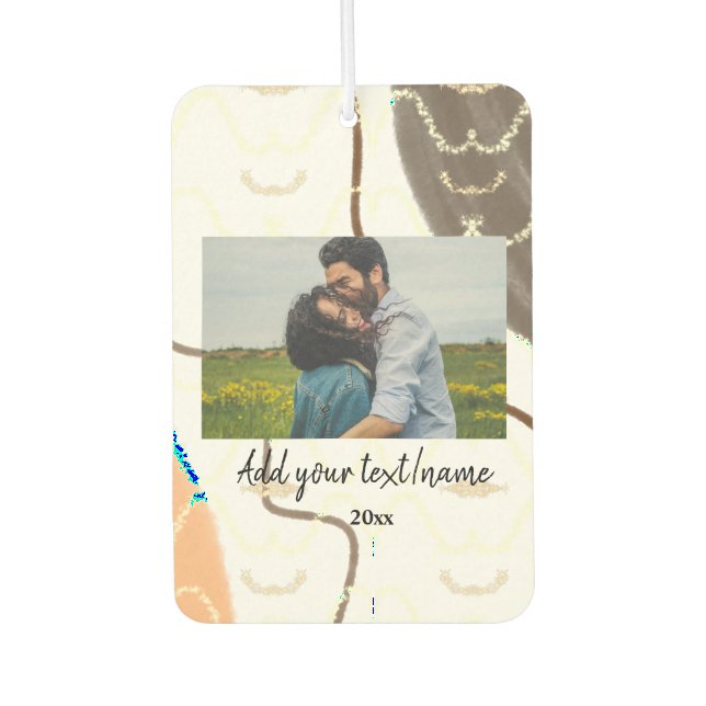 simple minimal customized name monogram couple  th air freshener (Front)