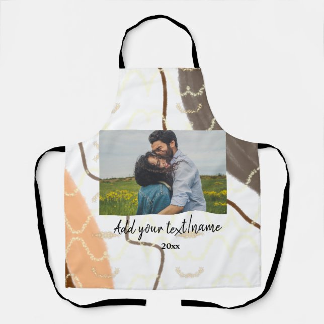 simple minimal customized name monogram couple  th apron (Front)