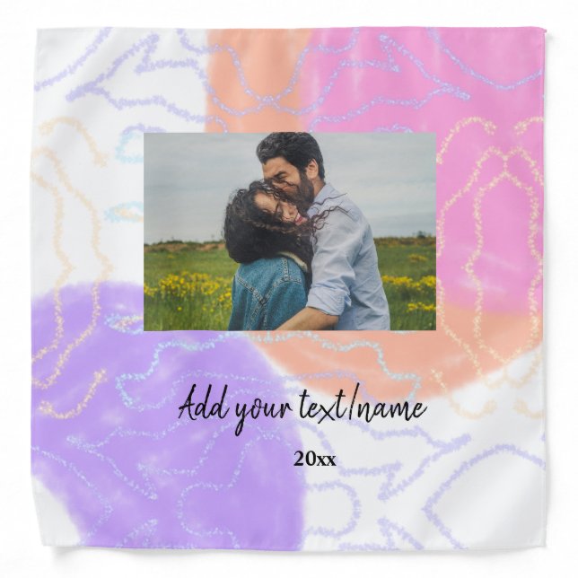 simple minimal customized name monogram couple  th bandana (Front)