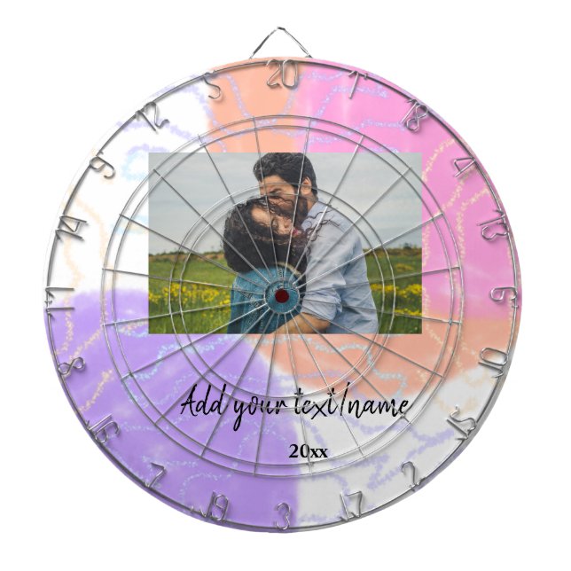 simple minimal customized name monogram couple  th dart board (Front)