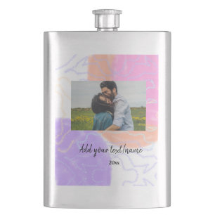 simple minimal customized name monogram couple th flask
