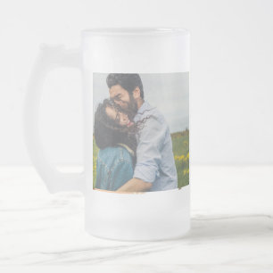 simple minimal customized name monogram couple th frosted glass beer mug