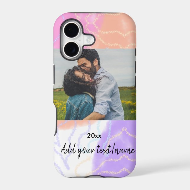 simple minimal customized name monogram couple  th iphone case (Back)