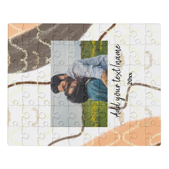 simple minimal customized name monogram couple  th jigsaw puzzle (Puzzle Horizontal)