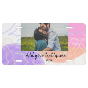 simple minimal customized name monogram couple th license plate