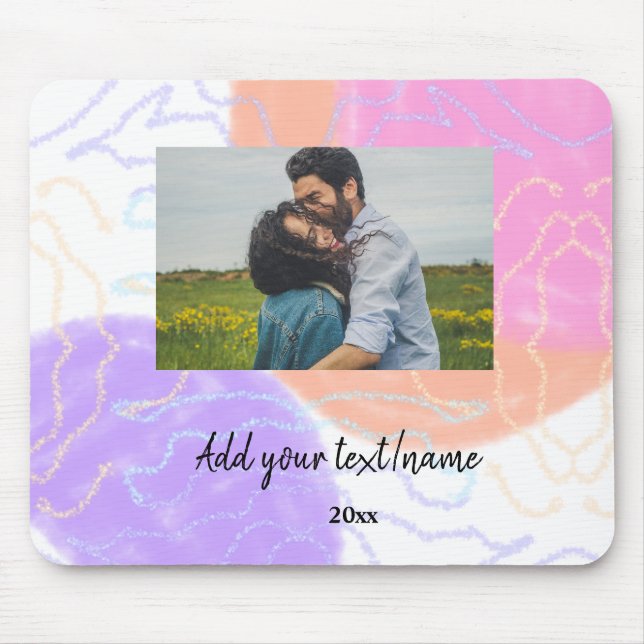 simple minimal customized name monogram couple  th mouse pad (Front)