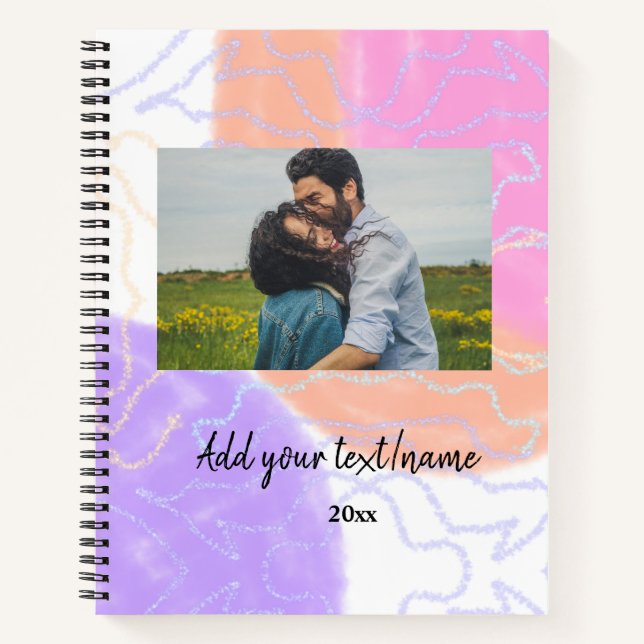 simple minimal customized name monogram couple  th notebook (Front)