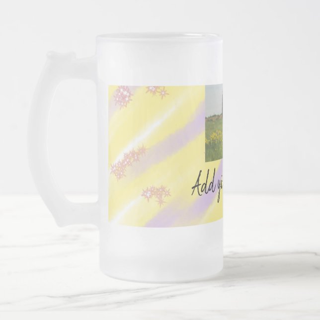 simple minimal customized name monogram text throw frosted glass beer mug (Left)