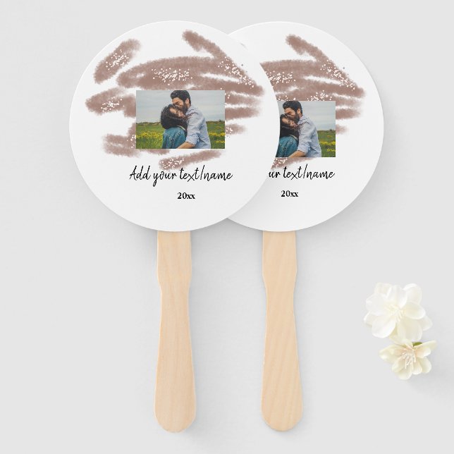 simple minimal customized name monogram text throw hand fan (Front and Back)