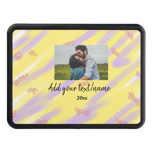 simple minimal customized name monogram text throw hitch cover (Front)