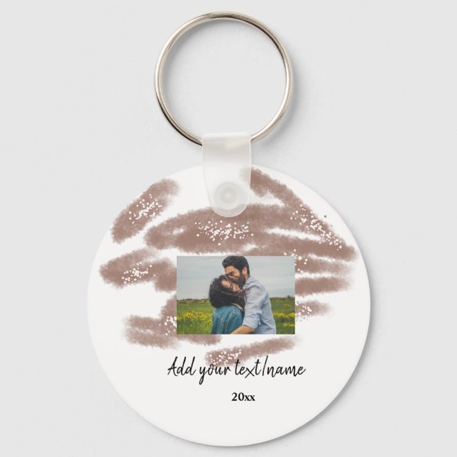 simple minimal customized name monogram text throw keychain (Front)