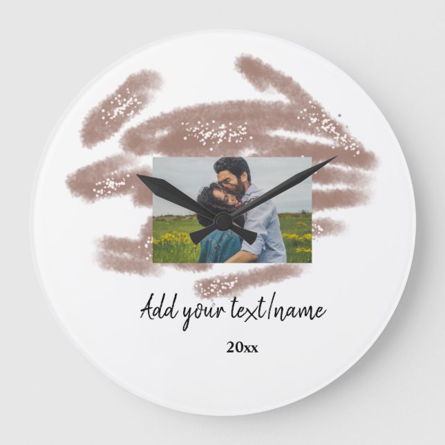 simple minimal customized name monogram text throw large clock (Front)