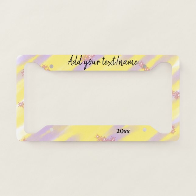 simple minimal customized name monogram text throw license plate frame (Front)