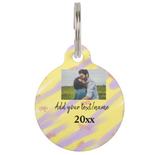 simple minimal customized name monogram text throw pet ID tag