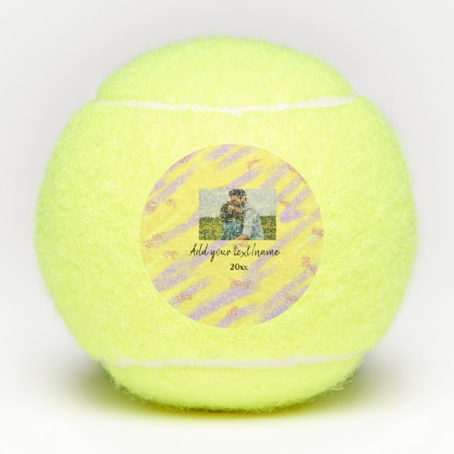 simple minimal customized name monogram text throw tennis balls (Front)