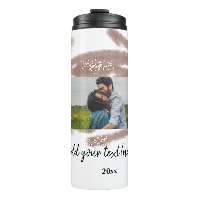 simple minimal customized name monogram text throw thermal tumbler (Front)
