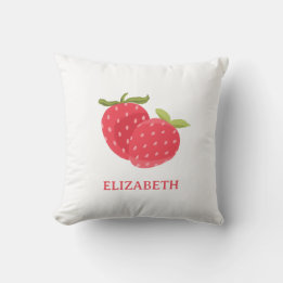 Simple Minimal Cute Strawberry Throw Pillow