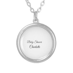 SIMPLE MINIMAL.CUTIE ADD NAME BABY baby shower Thr Silver Plated Necklace