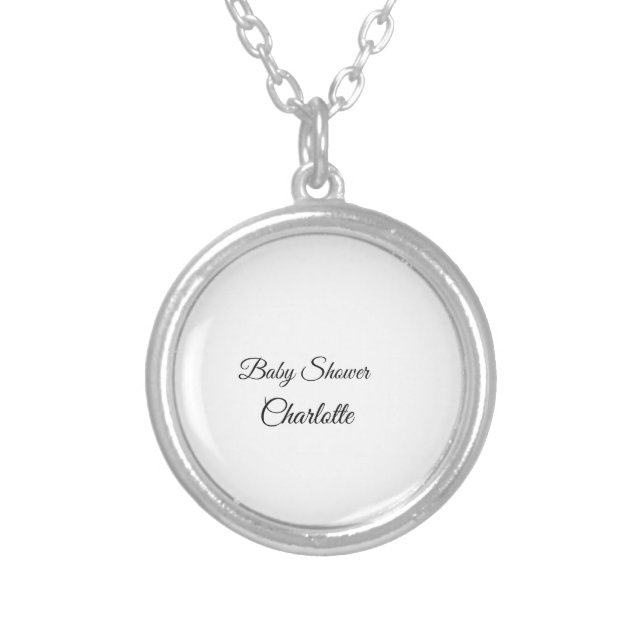 SIMPLE MINIMAL.CUTIE ADD NAME BABY baby shower Thr Silver Plated Necklace (Front)